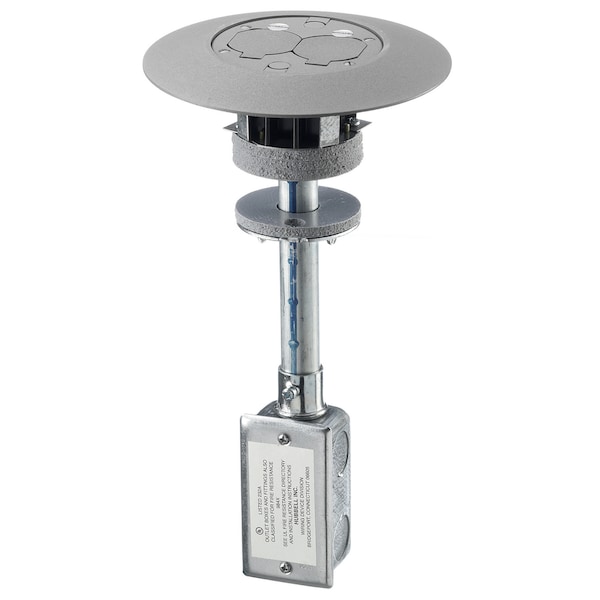 Complete Unit With 20A IG Duplex, (2) 1/2" Diameter Holes for Low Voltage Wiring, Gray